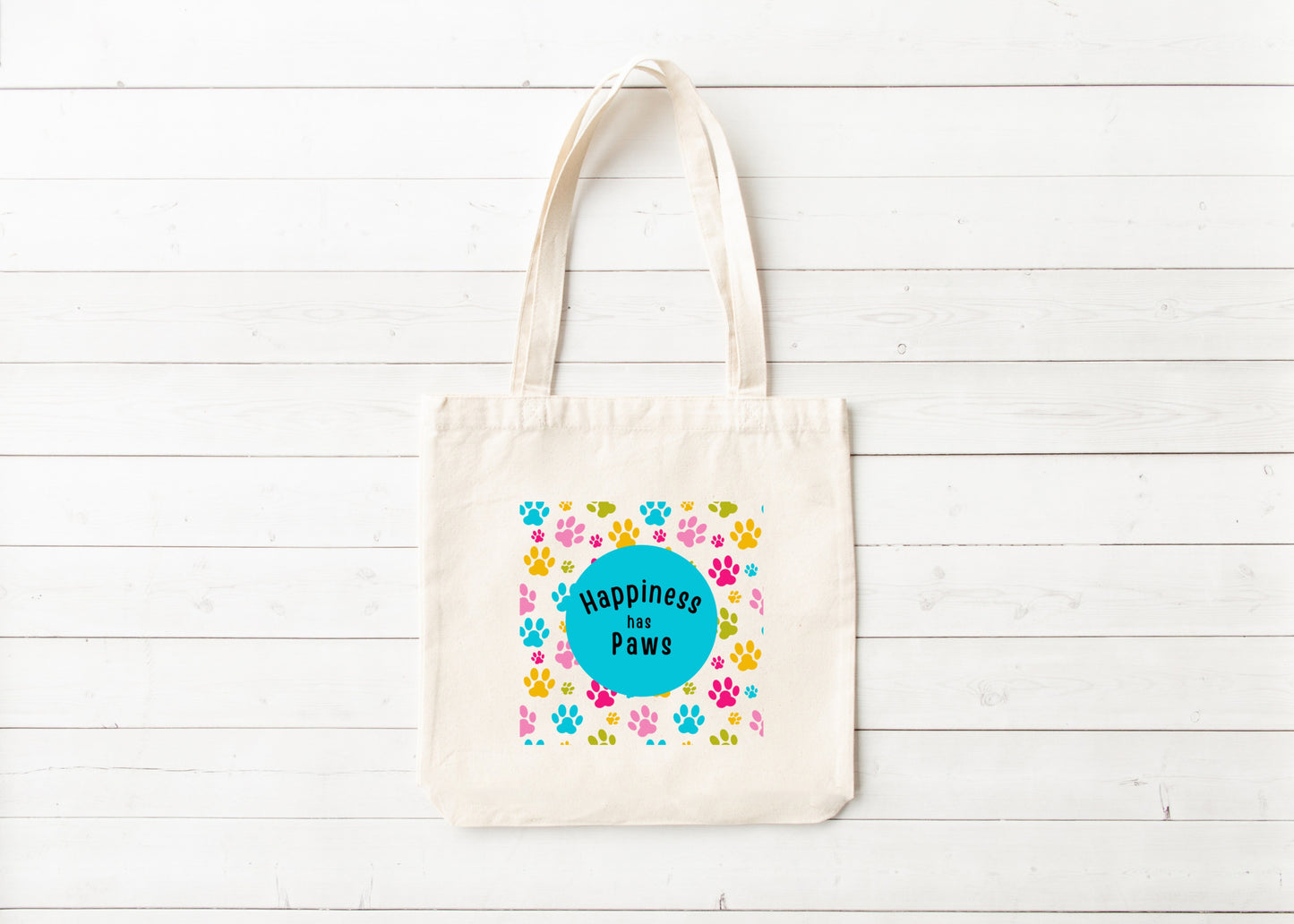 Happiness Has Paws Tote Bag