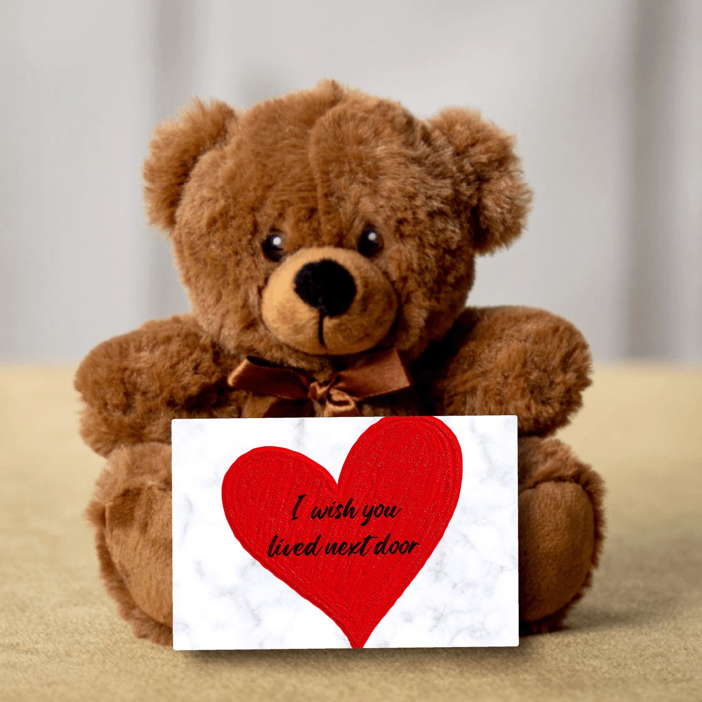 I wish you lived closer Teddy Bear Valentine FREE SHIPPING